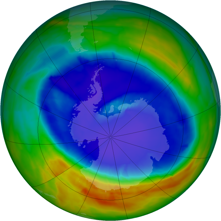 Antarctic ozone map for 12 September 2014